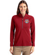 New York Red Bulls Cutter & Buck Adapt Eco Knit Stretch Recycled Womens Half Zip Pullover Cardinal Red Front