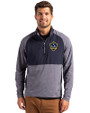 LA Galaxy Cutter & Buck Adapt Eco Knit Hybrid Recycled Mens Quarter Zip Navy Blue Heather/Navy Blue Front