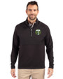Portland Timbers Cutter & Buck Adapt Eco Knit Hybrid Recycled Mens Quarter Zip Black Front