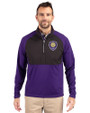 Orlando City SC Cutter & Buck Adapt Eco Knit Hybrid Recycled Mens Quarter Zip College Purple/Black Front