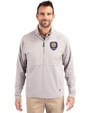 Orlando City SC Cutter & Buck Adapt Eco Knit Hybrid Recycled Mens Quarter Zip Polished Medium Gray Front