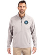 Charlotte FC Cutter & Buck Adapt Eco Knit Hybrid Recycled Mens Quarter Zip Polished Medium Gray Front