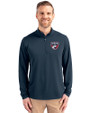 FC Dallas Cutter & Buck Virtue Recycled Featherlight Pique Mens Big & Tall Quarter Zip Pullover Navy Blue Front