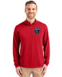 San Jose Earthquakes Cutter & Buck Virtue Eco Pique Recycled Quarter Zip Mens Big & Tall Pullover Red Front