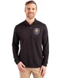 Orlando City SC Cutter & Buck Virtue Recycled Featherlight Pique Mens Big & Tall Quarter Zip Pullover Black Front