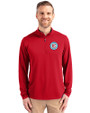 Chicago Fire FC Cutter & Buck Virtue Eco Pique Recycled Quarter Zip Mens Big & Tall Pullover Red Front