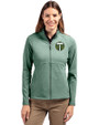 Portland Timbers Cutter & Buck Adapt Eco Knit Heather Recycled Womens Full Zip Hunter Heather Front