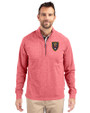 Real Salt Lake Cutter & Buck Adapt Eco Knit Heather Mens Quarter Zip Pullover Cardinal Red Heather Front