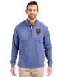 Real Salt Lake Cutter & Buck Adapt Eco Knit Heather Mens Quarter Zip Pullover Tour Blue Heather Front