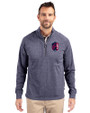 St. Louis City SC Cutter & Buck Adapt Eco Knit Heather Mens Quarter Zip Pullover Navy Blue Heather Front