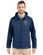 Vancouver Whitecaps FC Cutter & Buck Evoke Recycled HoneycombFleece Mens Big & Tall Hybrid Full Zip Jacket Navy Blue Front