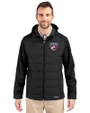 FC Dallas Cutter & Buck Evoke Hybrid Softshell Recycled Full Zip Mens Hooded Jacket Black Front