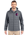 St. Louis City SC Cutter & Buck Evoke Hybrid Softshell Recycled Full Zip Mens Hooded Jacket Elemental Grey Front