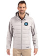 Charlotte FC Cutter & Buck Evoke Hybrid Softshell Recycled Full Zip Mens Hooded Jacket CONCRETE Front