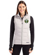 Portland Timbers Cutter & Buck Evoke Hybrid Softshell Recycled Womens Full Zip Vest CONCRETE Front