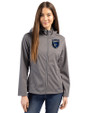 San Jose Earthquakes Cutter & Buck Evoke Softshell Recycled Full Zip Womens Jacket Elemental Grey Front