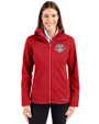 New York Red Bulls Cutter & Buck Evoke Softshell Recycled Full Zip Womens Jacket Cardinal Red Front