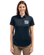 New York Giants Cutter & Buck Prospect Eco Textured Stretch Recycled Womens Short Sleeve Polo Navy Blue Front
