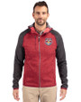 New York Red Bulls Cutter & Buck Mainsail Full Zip Hooded Mens Jacket Cardinal Red Heather/Charcoal Heather Front