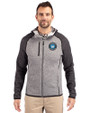 Charlotte FC Cutter & Buck Mainsail Full Zip Hooded Mens Jacket Polished Heather/Charcoal Heather Front