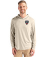D.C. United Cutter & Buck Coastline Epic Comfort Recycled Mens Hooded Shirt Wheat Front