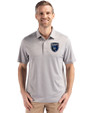 San Jose Earthquakes Cutter & Buck Forge Epic Confidence Fine Line Stripe Stretch Recycled Mens Polo Polished/White Front