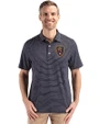 Real Salt Lake Cutter & Buck Forge Epic Confidence Fine Line Stripe Stretch Recycled Mens Polo Navy Blue/White Front
