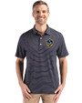 LA Galaxy Cutter & Buck Forge Recycled Fine Line Stripe Four-Way Stretch Mens Polo Navy Blue/White Front