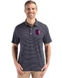 St. Louis City SC Cutter & Buck Forge Epic Confidence Fine Line Stripe Stretch Recycled Mens Polo Navy Blue/White Front