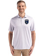 San Jose Earthquakes Cutter & Buck Pike Eco Diamond Dot Print Recycled Mens Big & Tall Polo Polished Medium Gray Front