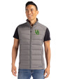 Oregon Ducks- Cutter & Buck Evoke Hybrid Softshell Recycled Mens Full Zip Vest Elemental Grey Front