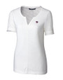 New York Giants Cutter & Buck Short Womens Sleeve Rally Split Neck Top White Mannequin