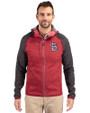 St. Louis Cardinals- Cutter & Buck Mainsail Full Zip Hooded Mens Jacket Cardinal Red Heather/Charcoal Heather Front
