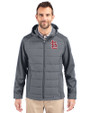 St. Louis Cardinals- Cutter & Buck Evoke Hybrid Eco Softshell Recycled Full Zip Mens Big & Tall Hooded Jacket Elemental Grey Front