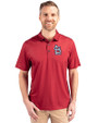St. Louis Cardinals- Cutter & Buck Pike Eco Tonal Geo Print Stretch Recycled Mens Polo Cardinal Red Front