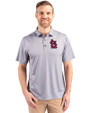 St. Louis Cardinals- Cutter & Buck Pike Eco Tonal Geo Print Stretch Recycled Mens Polo Elemental Grey Front