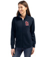 St. Louis Cardinals- Cutter & Buck Roam Recycled Buttery-Soft Knit Womens Full Zip Jacket Navy Blue Front