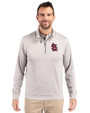 St. Louis Cardinals Cutter & Buck Stealth Heathered Quarter Zip Mens Pullover Polished Medium Gray Front