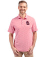 St. Louis Cardinals Cutter & Buck Virtue Eco Pique Botanical Print Recycled Mens Polo Red Front