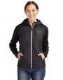 Oregon Ducks- Cutter & Buck Rainier Primaloft Womens Eco Full Zip Hybrid Jacket Black Front