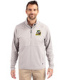 Oregon Ducks Cutter & Buck Adapt Eco Knit Hybrid Recycled Mens Quarter Zip Polished Medium Gray Front