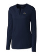 Los Angeles Chargers Cutter & Buck Long Sleeve Womens Double V-Neck Shirt Liberty Navy Mannequin