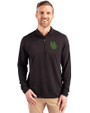 Oregon Ducks- Cutter & Buck Virtue Eco Pique Recycled Quarter Zip Mens Big & Tall Pullover Black Front
