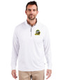 Oregon Ducks Cutter & Buck Adapt Eco Knit Stretch Recycled Mens Quarter Zip Pullover White Front