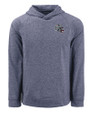 New England Patriots NFL Helmet Cutter & Buck Adapt Recycled Soft Knit Stretch Mens Heathered Hooded Pullover Navy Blue Heather Mannequin