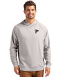 Atlanta Falcons Cutter & Buck Adapt Recycled Soft Knit Stretch Mens Heathered Hooded Pullover Polished Heather Front