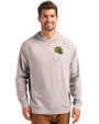 Green Bay Packers NFL Helmet Cutter & Buck Adapt Knit Recycled Mens Heathered Hooded Pullover Polished Heather Front