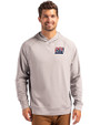 New York Giants Historic Cutter & Buck Adapt Knit Recycled Mens Heathered Hooded Pullover Polished Heather Front