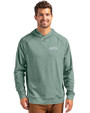New York Jets Cutter & Buck Adapt Knit Recycled Mens Heathered Hooded Pullover Hunter Heather Front
