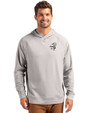 New Orleans Saints Historic Cutter & Buck Adapt Recycled Soft Knit Stretch Mens Heathered Hooded Pullover Polished Heather Front